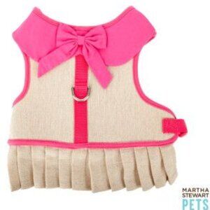 Dog Harness Dress: Pink and Tan Tweed Adjustable, Size 12